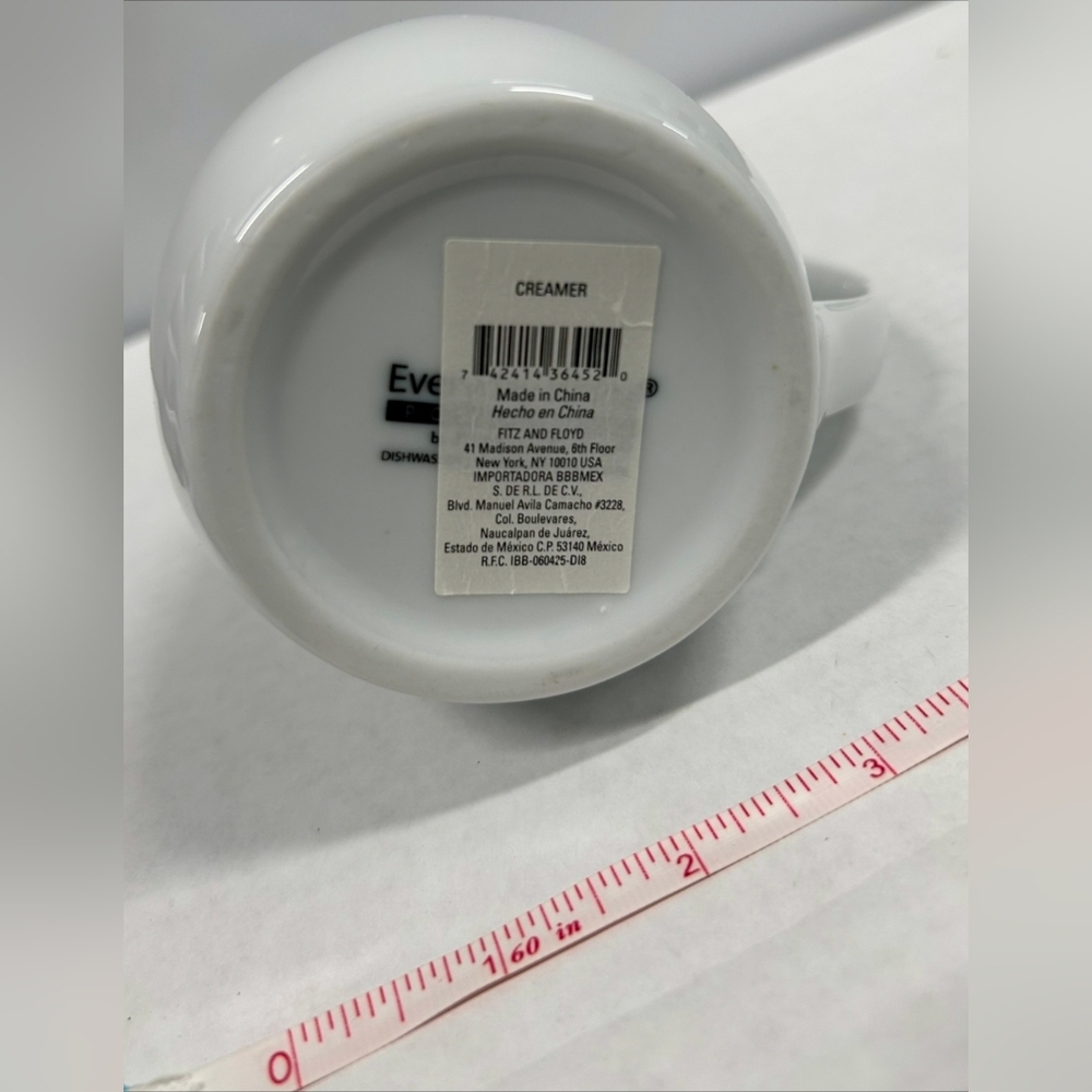 2 Fitz and Floyd Porcelain Creamer Syrup Pitcher White Everyday Juice 5.5” - Picture 10 of 10